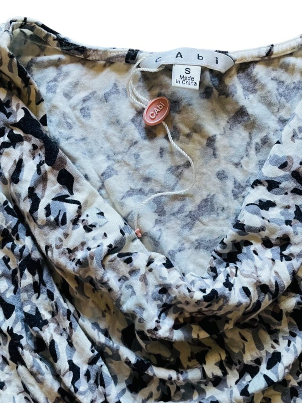 CAbi Lana Drape Neck Ruched Sleeveless Animal Print Top S - Picture 4 of 8